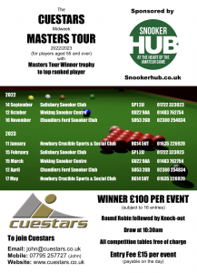 Cuestars Midweek Masters Tour Sponsored by SnookerHub.co.uk