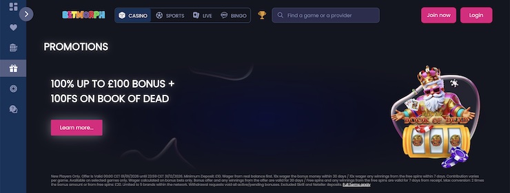 Betmorph supports altcoins and has faster payouts than most crypto casinos in the UK.