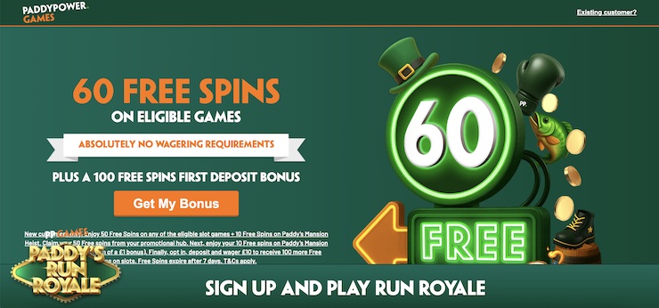 Paddy Power is one of the top UK online casinos for free spins.