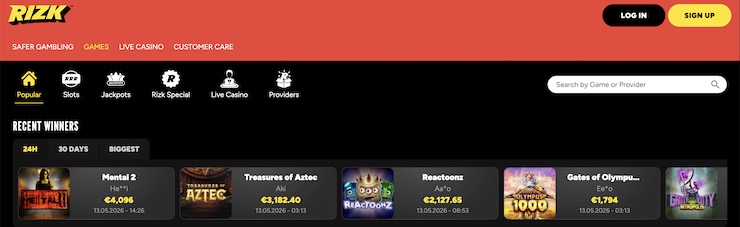 Rizk Casino is powered by some of the top UK caisno software providers.